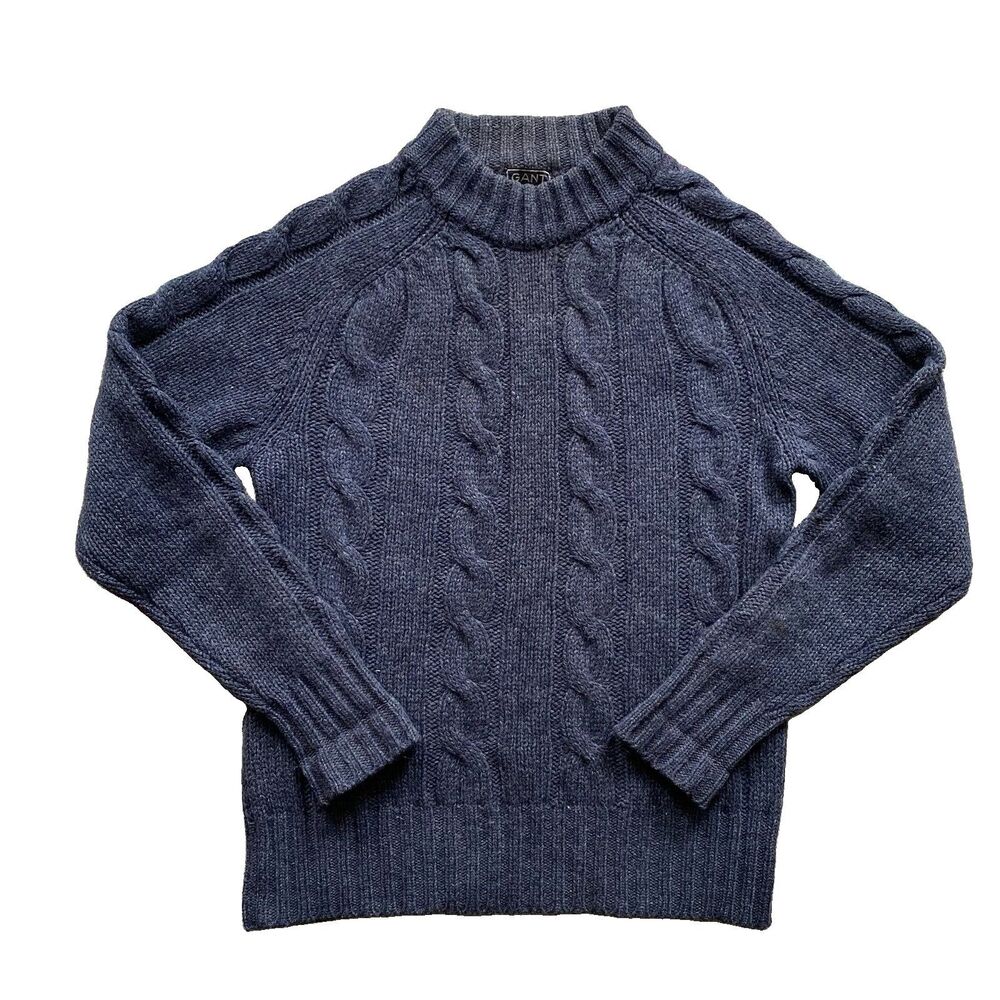 Vintage Gant Shetland Sweater Gray Small Cable Knit Rugger